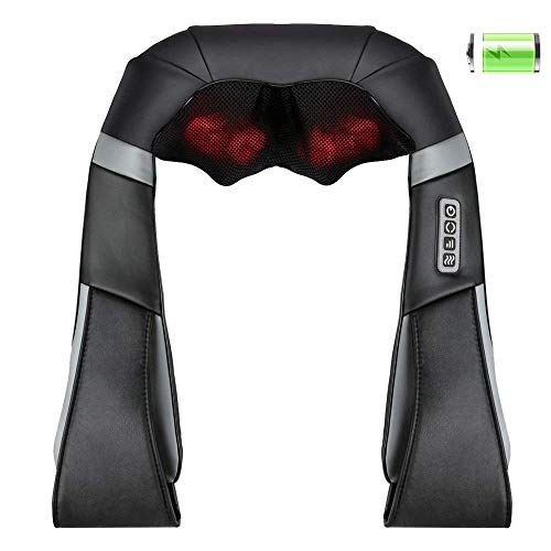 Masajeador Inalámbrico Cuello y Espalda con Función de Calor: Recargable Masajeador Eléctrico Shiatsu, Masajeador Cervical Masaje, Alivio del Dolor Muscular en Hombros, Pies, Piernas