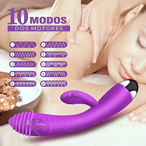 Masajeador Para Mujer, con Función de Calefacción y 10 Modos, Masajeador de Dos Motores para Relajar el Cuerpo