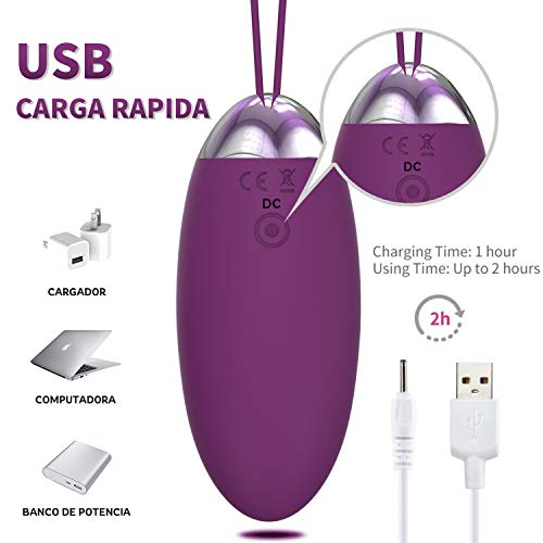 Masajeador Portátil de Control Inalámbrico，10 Modos de Frecuencia, Silicona Suave, Impermeable, Carga USB