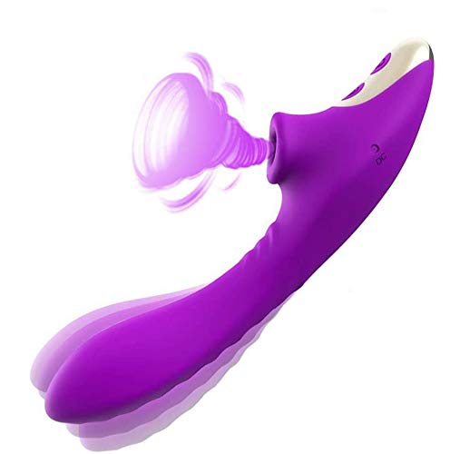 Masajeador Portátil de Silicona para Mujeres,Succióņạdór de C-lítóris，3 En 1 Vībrǎdøręș Sęxụạl para Mujęr Puņțó Ġ y Clítøríș, 9 Modós de Vibrạción Succión,Púrpura