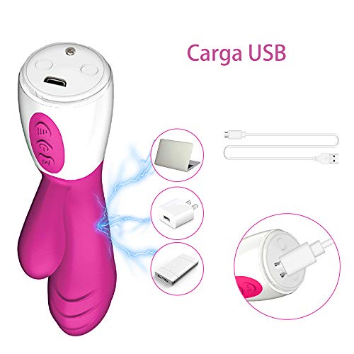 Másájeádor Portatil, Másájeádor Para Mujeres con 30 Modos de Frecuencia Carga por USB Electrica Recargable Másságér, Siliconá Suave, 100% Imperméable, Dual Motor, Calefaccion, Silencioso