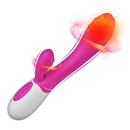 Másájeádor Portatil, Másájeádor Para Mujeres con 30 Modos de Frecuencia Carga por USB Electrica Recargable Másságér, Siliconá Suave, 100% Imperméable, Dual Motor, Calefaccion, Silencioso