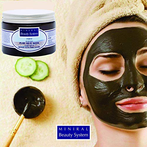 Máscara de barro natural puro del Mar Muerto 450g de Mineral Beauty System. Para cara, cuerpo, cabello - Anti arrugas, espinillas, acné, spa exfoliante unisex, piel normal, seca e impura