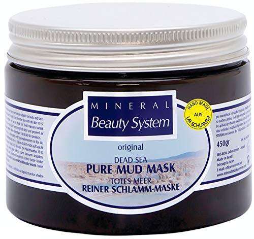 Máscara de barro natural puro del Mar Muerto 450g de Mineral Beauty System. Para cara, cuerpo, cabello - Anti arrugas, espinillas, acné, spa exfoliante unisex, piel normal, seca e impura