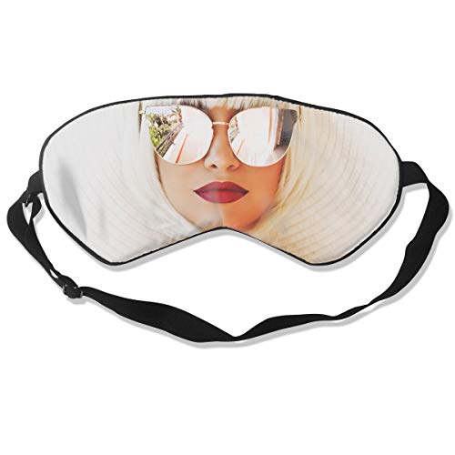 Máscara de dormir óptima para la máscara de los ojos, adecuada para viajes, siesta, meditación, máscara de ojos con correa ajustable, hombre, mujer, hermosa de pelo blanco mujeres comer sandía en moda