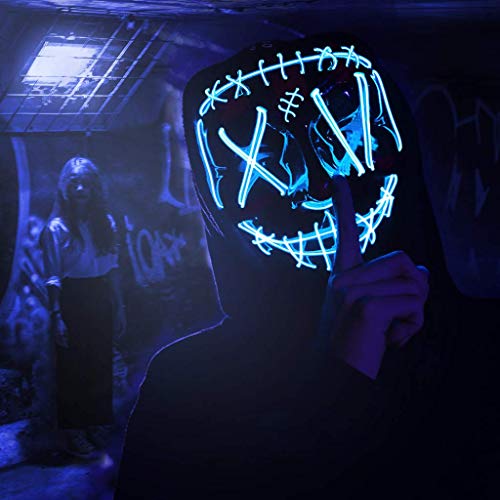 Máscara de Halloween LED Light Up Máscara máscara de miedo para el Festival Cosplay - Azul