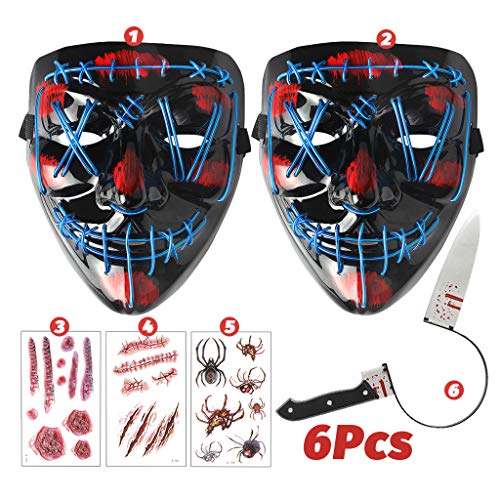 Máscara de Halloween LED Light Up Máscara máscara de miedo para el Festival Cosplay - Azul