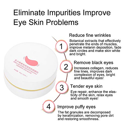 Máscara de Ojo 60pcs, Parche en el Ojo, Mascarilla de colágeno, almohadillas de contorno de ojos para anti-arrugas y anti-edad, bolsas reducidas, círculos oscuros e hinchazón