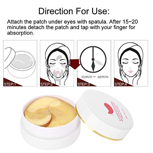 Máscara de Ojo 60pcs, Parche en el Ojo, Mascarilla de colágeno, almohadillas de contorno de ojos para anti-arrugas y anti-edad, bolsas reducidas, círculos oscuros e hinchazón