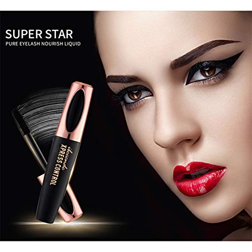 Máscara de Pestañas Impermeable Rímel de Seda 4D Fibra de Volumen Impermeable, Pestañas Más Largas, Más Gruesas, Voluminosas, Duraderas, Negro