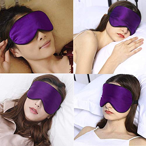 Máscara de Sueño, Antifaz para Dormir,Máscara de Noche,Ergonómico Máscara de Viaje Máscara para Los Ojos100% Seda Natural Opaco Ultra-douce para Dormir con Bolsa de Viaje-Púrpura