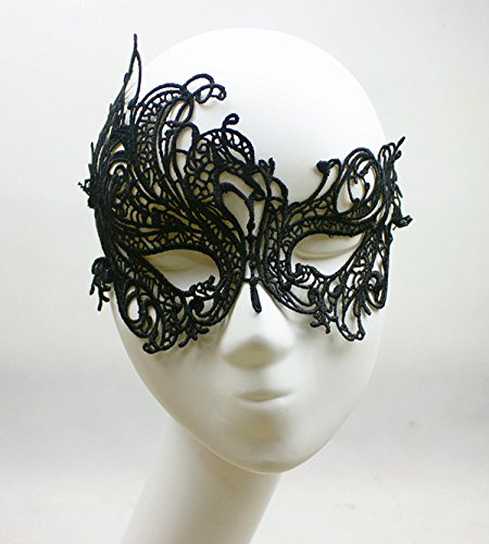 Máscara veneciana negro mujeres hombres - Perfecto para Carnaval y baile de disfraces - Disfraz de adulto - Unisex Talla única