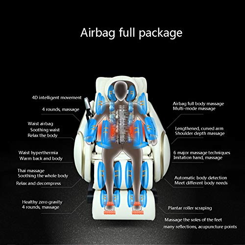 Massage chair F9 Sillón de Masaje 4D, Gravedad Cero, Sistema de Calor,White