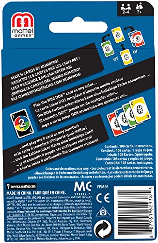 Mattel Games DOS, juego de cartas de UNO, edad recomandada 7 - 10 años (Mattel FRM36)