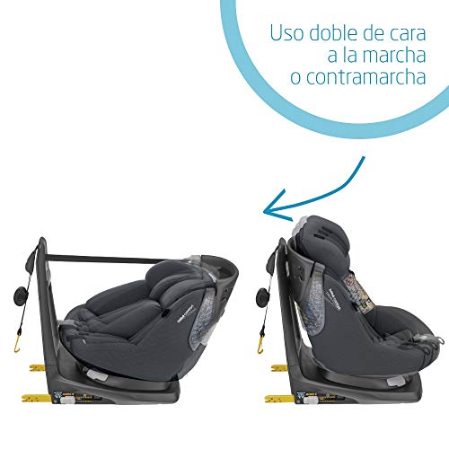 Maxi-Cosi Axissfix Plus Silla de coche giratoria 360° isofix, silla auto reclinable y contramarcha, con reductor bebé recién nacido, 0 meses - 4 años, color authentic graphite
