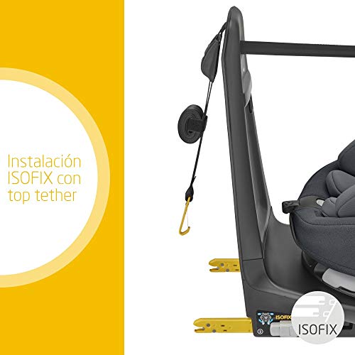 Maxi-Cosi Axissfix Plus Silla de coche giratoria 360° isofix, silla auto reclinable y contramarcha, con reductor bebé recién nacido, 0 meses - 4 años, color authentic graphite