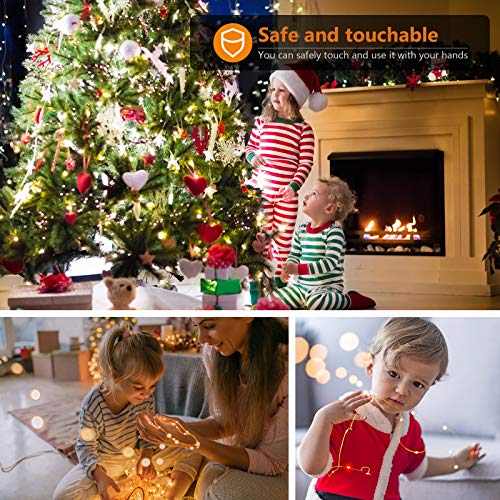 Maxsure Guirnalda Luces Exterior Solar, Luces Solares Guirnaldas 12 Metros 100 LED, con 8 Modos de Luz Decoración para Nalidad, Fiestas, Patio, Jardines, etc. IP65 Impermeable, Blanco Cálido