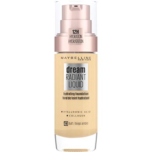 Maybelline New York Dream Radiant Liquid - Base de Maquillaje Líquida con Sérum Hidratante, Tono 043 Buff