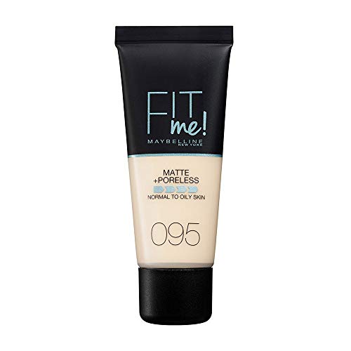 Maybelline New York - Fit Me, Base de Maquillaje Mate Afina Poros, Tono 095 Fair Porcelain - 30 ml