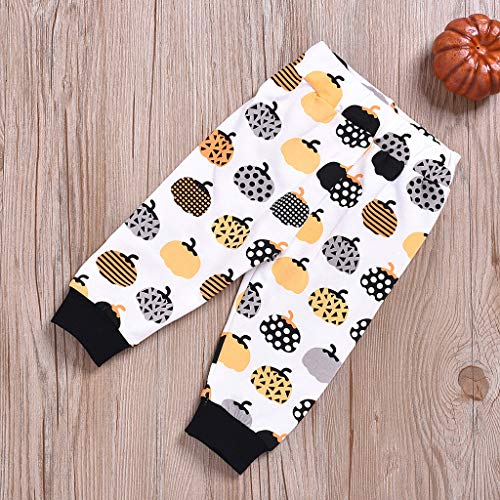 MAYOGO Conjunto Ropa Bebe Niño Recien Nacido Camiseta Manga Larga y Pantalones Estampado y Sombrero Disfraz Halloween Bebe Pumpkin Niña Pijama Ropa de bebé Niña para Dormir Otoño 0-2 Años