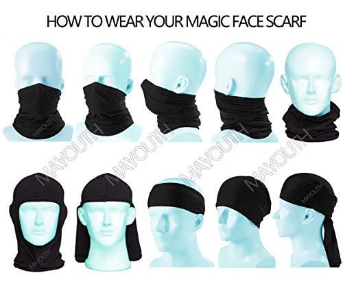 MAYOUTH Balaclava Protección UV Máscaras faciales para ciclismo Deportes al aire libre Mascarilla facial Transpirable 3pack Buen regalo Gran regalo (Negro + blanco + gris paquete de 3)