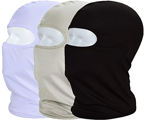 MAYOUTH Balaclava Protección UV Máscaras faciales para ciclismo Deportes al aire libre Mascarilla facial Transpirable 3pack Buen regalo Gran regalo (Negro + blanco + gris paquete de 3)