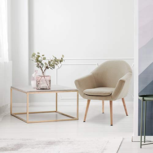 Mc Haus NAVIAN - Sillón Nórdico Escandinavo de color Beige, butaca comedor salón dormitorio, sillón acolchado con Reposabrazos y patas de madera 47x74x76cm