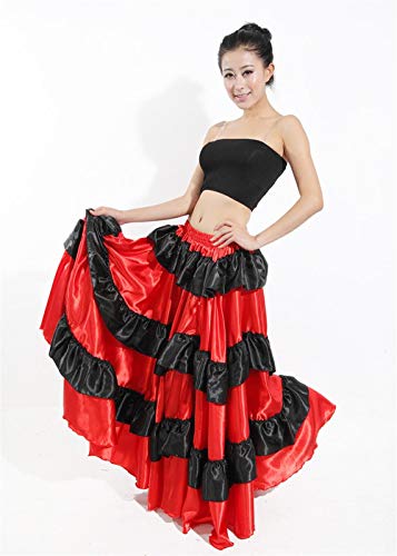 Mcaishen Falda De Baile para Mujer Falda De Baile Taurino Español Falda De Baile Grande De Danza del Vientre De 90 Cm Adecuada para Trajes De Vestuario Escénico(One Size,180°)