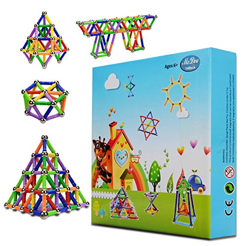 McDou Palos magnéticos, Palos magnéticos y Bolas Set 140PCS, Palos de construcción magnéticos, Juguetes magnéticos de construcción, Juguetes magnéticos Palos Juguetes educativos para niños