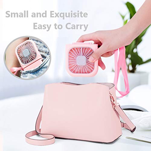 McNory Ventilador Recargable portátil USB Mini Ventilador de Mano Plegable Cuello del Ventilador 3000mah Personal Ventilador de refrigeración con 3 Velocidad Blanca (Rosa)