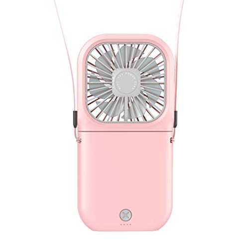 McNory Ventilador Recargable portátil USB Mini Ventilador de Mano Plegable Cuello del Ventilador 3000mah Personal Ventilador de refrigeración con 3 Velocidad Blanca (Rosa)
