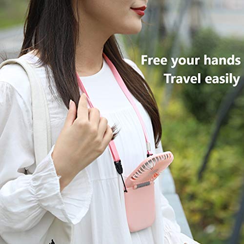 McNory Ventilador Recargable portátil USB Mini Ventilador de Mano Plegable Cuello del Ventilador 3000mah Personal Ventilador de refrigeración con 3 Velocidad Blanca (Rosa)