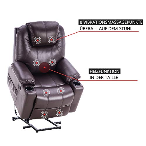 MCombo - Sillón de relajación eléctrico ajustable con conexión USB (marrón)