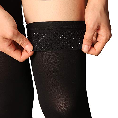 +MD Muslo Medias de compresión graduada alta Punta abierta 23-32 mmHg Medias de soporte médico para venas varicosas, edema, venas de araña finas NegroXL