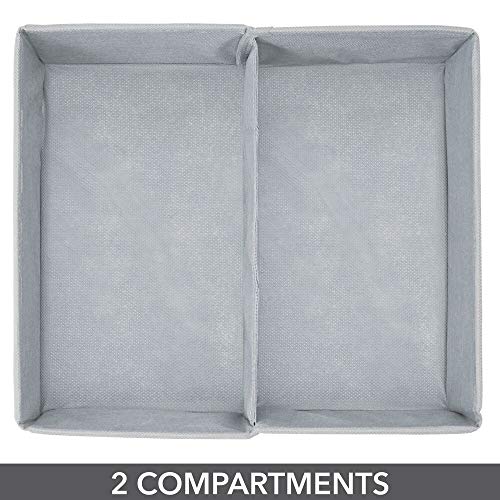 mDesign Cajas almacenaje juego de 2-2 Cajas organizadoras con 2 compartimentos - Cajas almacenaje ropa en plástico - Color: gris