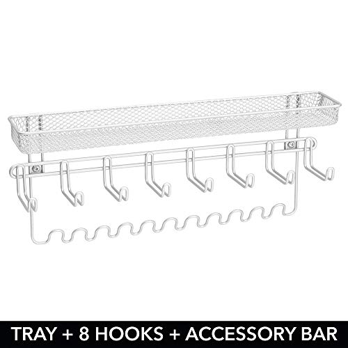 mDesign Colgador de joyas – El perfecto joyero organizador para pendientes y otros accesorios – Si busca ideas para colgar collares y organizar bisutería este es el colgador perfecto - Color: blanco