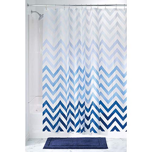 mDesign – Cortina de ducha con estampado de zigzag – Accesorio de baño con medidas perfectas (183 cm x 183 cm) – Cortinas de baño de color azul