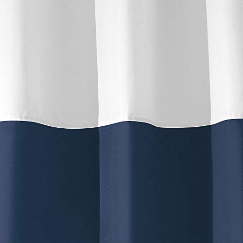 mDesign Cortina de Ducha con Estampado en Bandas horizontales - Accesorio de baño con Medidas de 183 cm x 183 cm - Cortinas de baño Durabilidad - Color: Azul Marino/Blanco