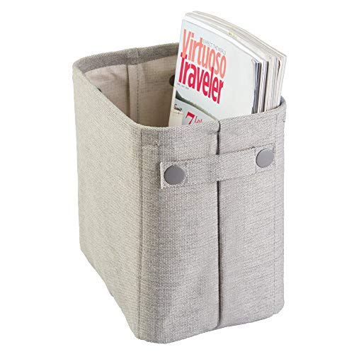 mDesign – Elegante organizador de tela de algodón para papel higiénico (pequeño) – Organizador de revistas de color gris claro – Cesta para el baño y para el salón