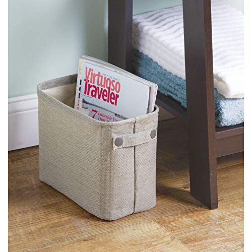 mDesign – Elegante organizador de tela de algodón para papel higiénico (pequeño) – Organizador de revistas de color gris claro – Cesta para el baño y para el salón