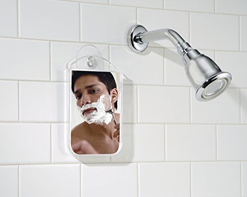 mDesign espejo baño con ventosa - Espejo tocador de plástico y acero inoxidable - Espejo para ducha - Ideal para afeitarse o peinarse dentro de su baño