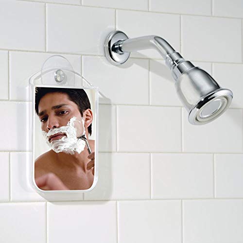 mDesign espejo baño con ventosa - Espejo tocador de plástico y acero inoxidable - Espejo para ducha - Ideal para afeitarse o peinarse dentro de su baño