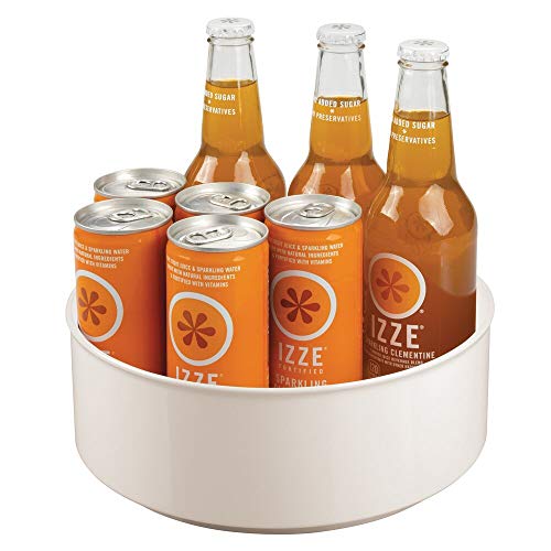 mDesign Estante Giratorio para Accesorios – Elegante Bandeja Redonda para Especias e Ingredientes de repostería – Base giratoria de plástico Libre de BPA y Acero – Crema