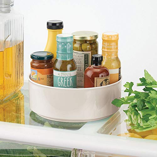 mDesign Estante Giratorio para Accesorios – Elegante Bandeja Redonda para Especias e Ingredientes de repostería – Base giratoria de plástico Libre de BPA y Acero – Crema