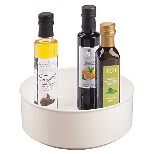 mDesign Estante Giratorio para Accesorios – Elegante Bandeja Redonda para Especias e Ingredientes de repostería – Base giratoria de plástico Libre de BPA y Acero – Crema