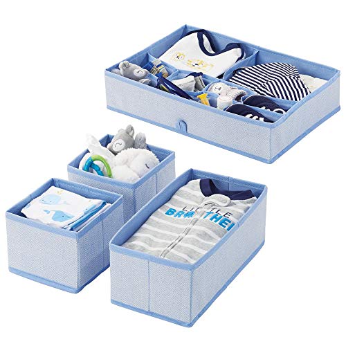 mDesign Juego de 6 cajas de tela – Cajas con tapa de polipropileno  transpirable – Caja organizadora ideal como organizador de armarios – Caja  para