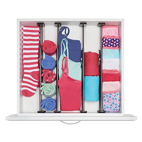 mDesign Juego de 4 organizadores para cajones – Separadores de cajones ajustables para la cocina, el baño o el dormitorio – Láminas de plástico para dividir cajones – gris humo