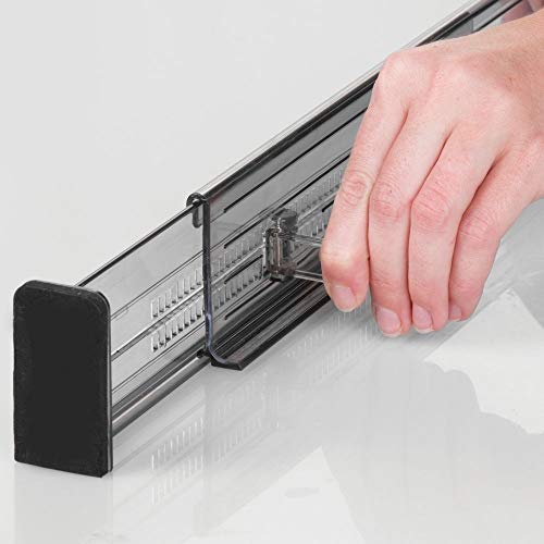 mDesign Juego de 4 organizadores para cajones – Separadores de cajones ajustables para la cocina, el baño o el dormitorio – Láminas de plástico para dividir cajones – gris humo