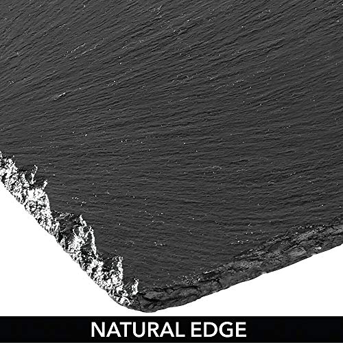 mDesign Juego de 4 Platos de Pizarra – Preciosa Tabla de quesos, también útil para Embutidos, Tartas, Aperitivos, etc. – También Sirve como Pizarra de Tiza para menús o anuncios – Negro