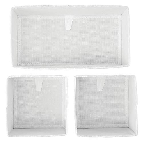 mDesign Juego de 6 Cajas organizadoras – Cestas de Tela Transpirable para Ropa Interior, Leggings, etc. – Versátiles organizadores de cajones para Dormitorio o habitación Infantil – Lila/Blanco